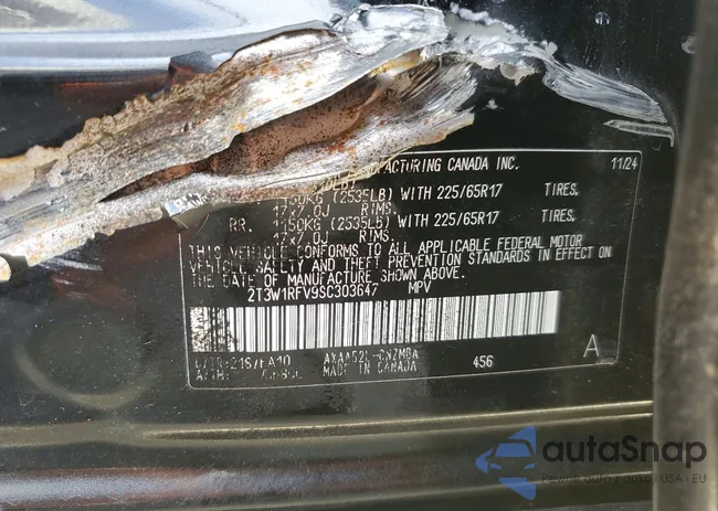 2T3W1RFV9SC303647: 79785235