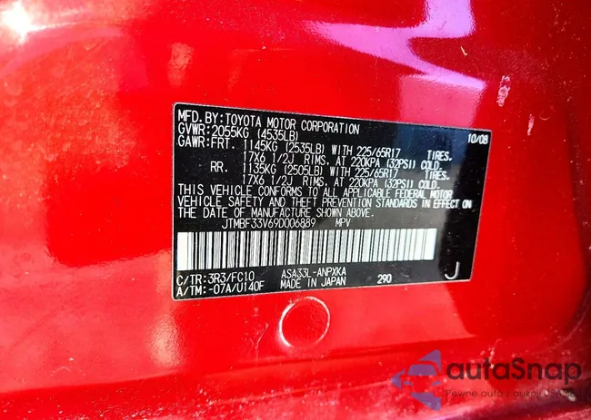 JTMBF33V69D006889: 46003036