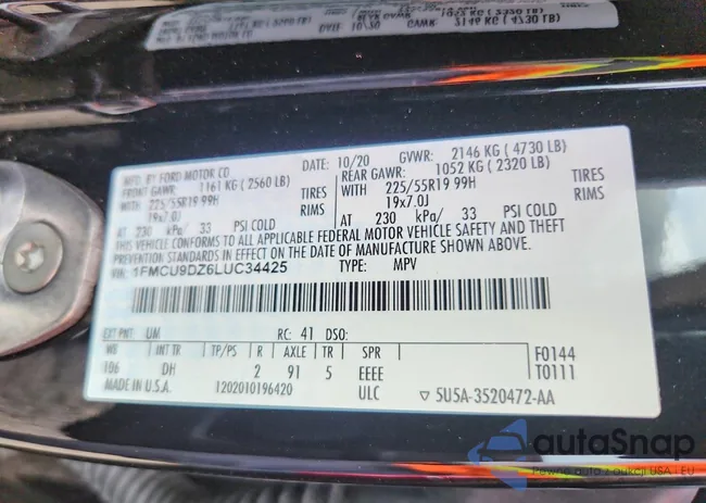 1FMCU9DZ6LUC34425: 78700895