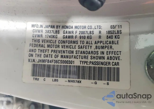 JHMFB4F36CS000301: 46082396