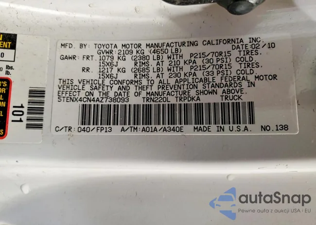 5TENX4CN4AZ738093: 79985225