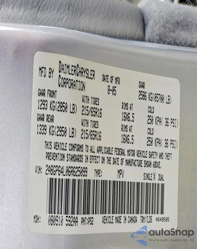 2A8GP64L06R625099: 76916635