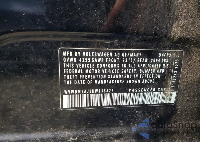 WVWDM7AJ8DW136823: 41923726