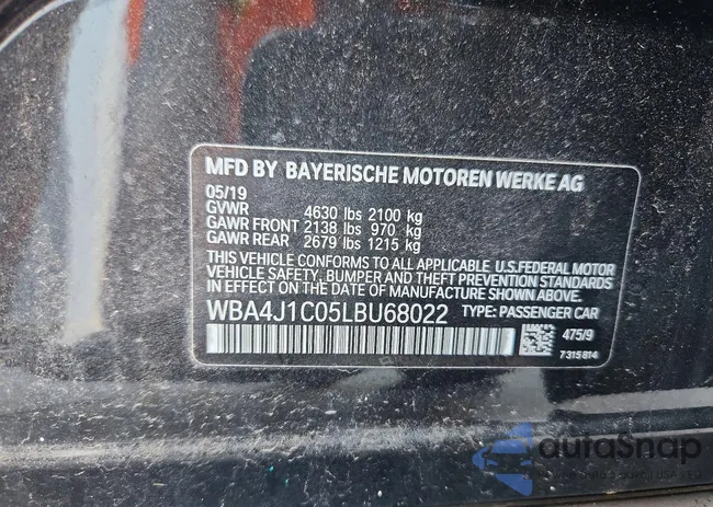 WBA4J1C05LBU68022: 46636686