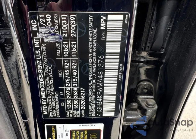 4JGFB4KB6MA481376: 78743585