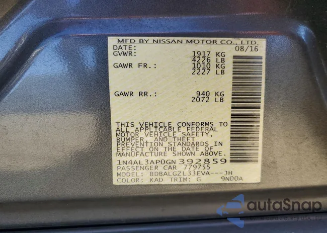 1N4AL3AP0GN392859: 46426766