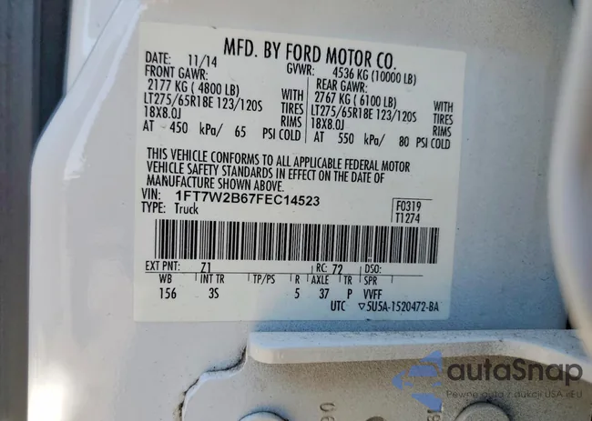 1FT7W2B67FEC14523: 45769976