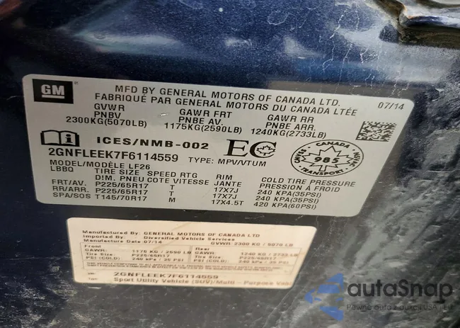 2GNFLEEK7F6114559: 41615946