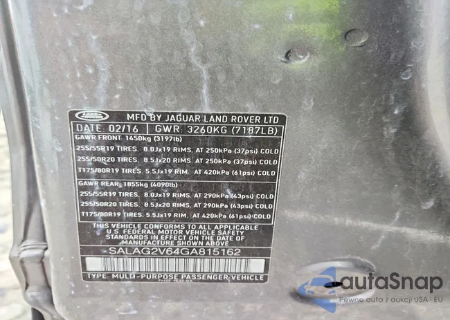 SALAG2V64GA815162: 79898765