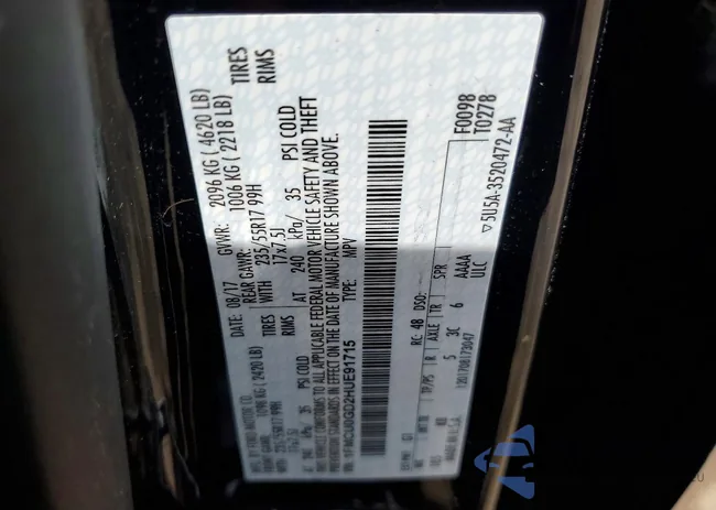 1FMCU0GD2HUE91715: 45994756