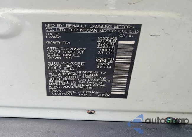 KNMAT2MV4GP664218: 79854435