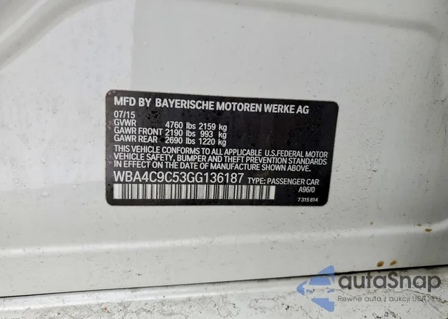 WBA4C9C53GG136187: 79739095