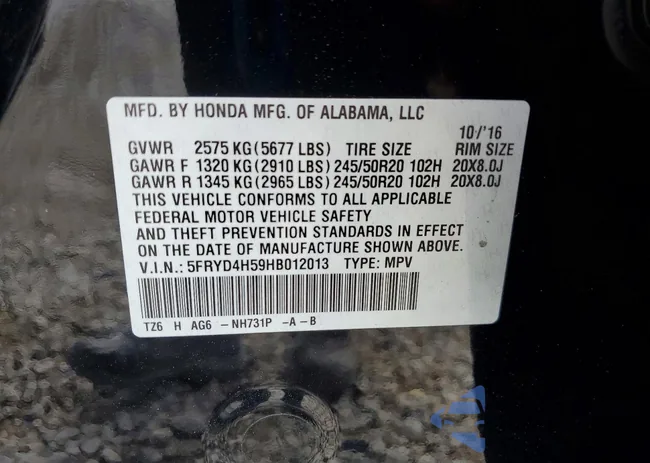 5FRYD4H59HB012013: 46138216