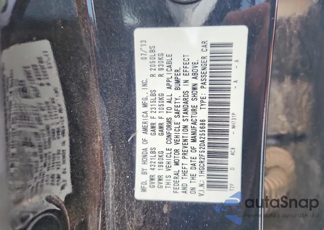 1HGCR2F52DA255686: 79581395