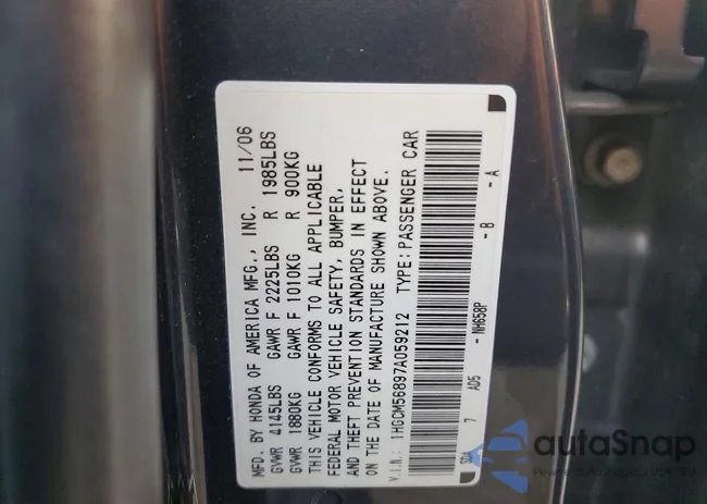 1HGCM56897A059212: 77089865