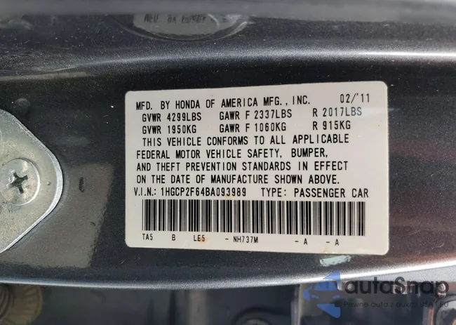 1HGCP2F64BA093989: 46891836