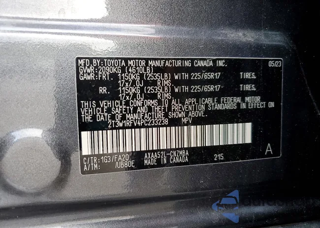 2T3W1RFV4PC233238: 79978275