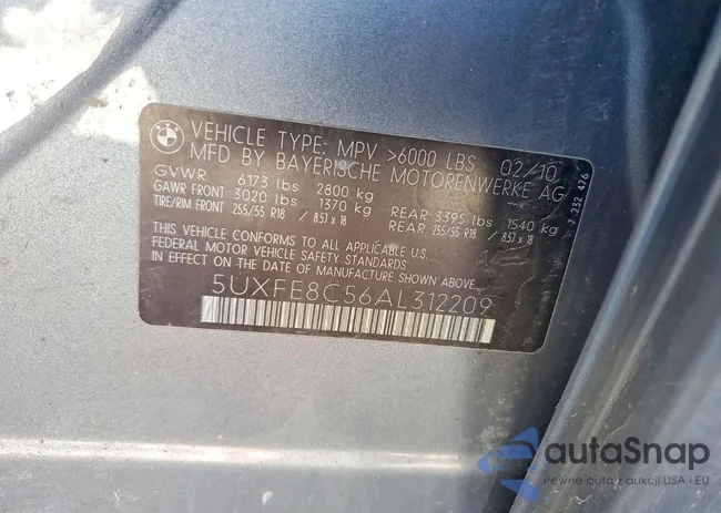 5UXFE8C56AL312209: 45481316