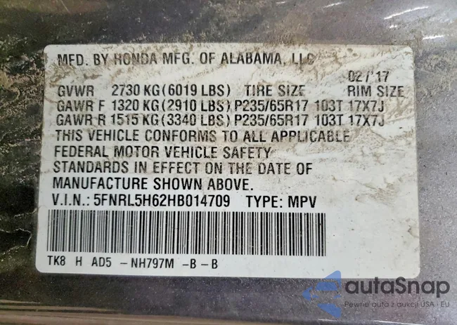 5FNRL5H62HB014709: 46809526