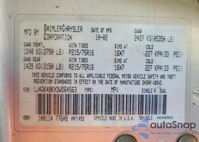 1J4GK48KX3W564563: 79880275