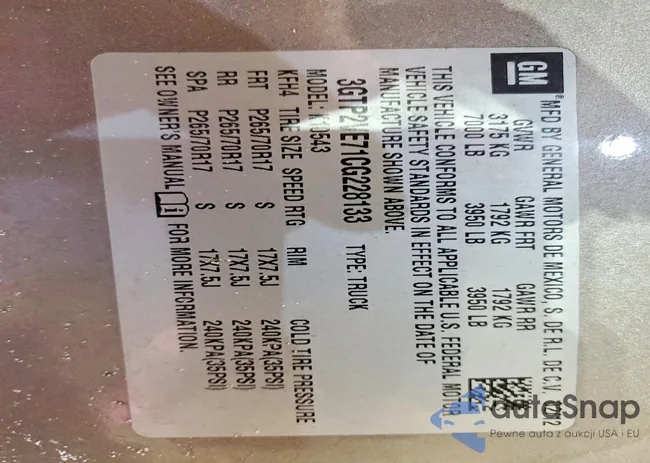 3GTP2VE71CG228133: 78881645