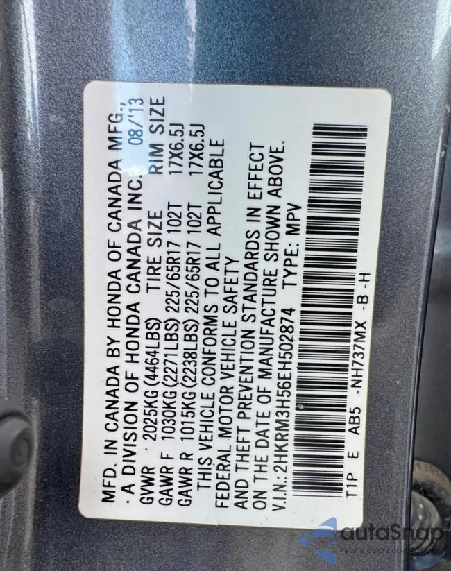 2HKRM3H56EH502874: 45891016