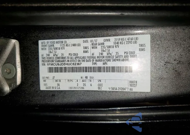 1FMCU9JD5HUC82367: 79303515