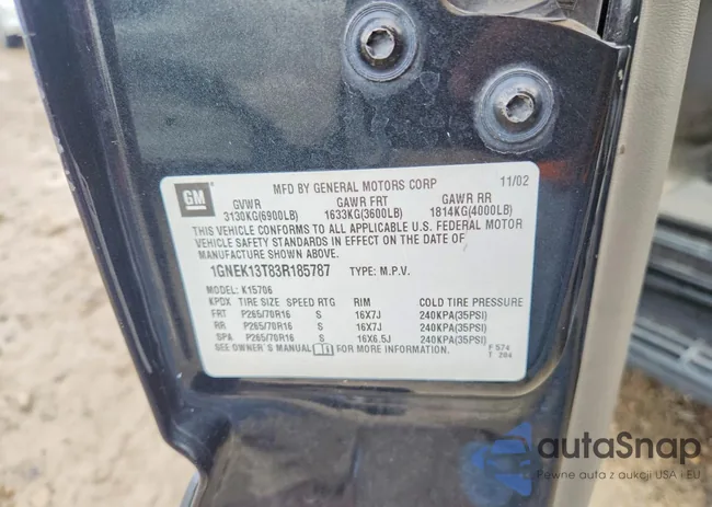 1GNEK13T83R185787: 79232425