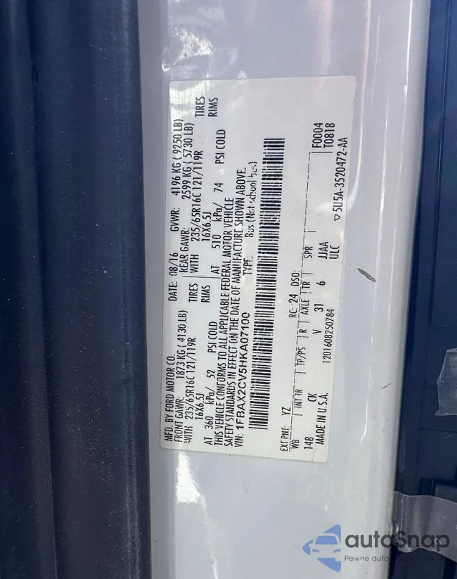 1FBAX2CV5HKA07100: 45831166