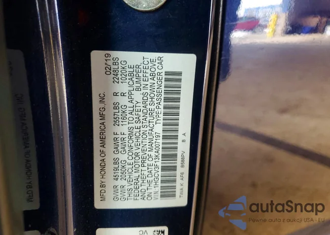 1HGCV3F13KA007197: 79608135