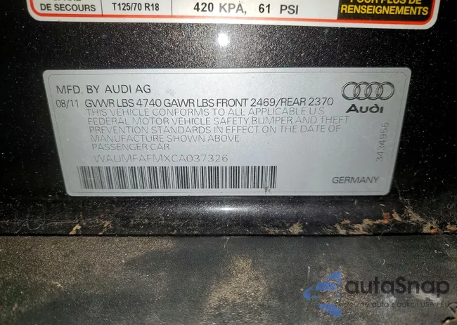 WAUMFAFMXCA037326: 45834766