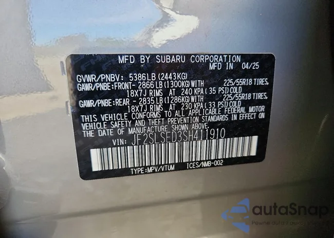 JF2SLSED3SH411910: 45995716