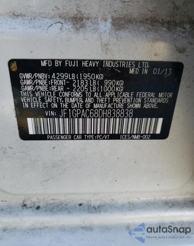 JF1GPAC68DH838838: 50476184