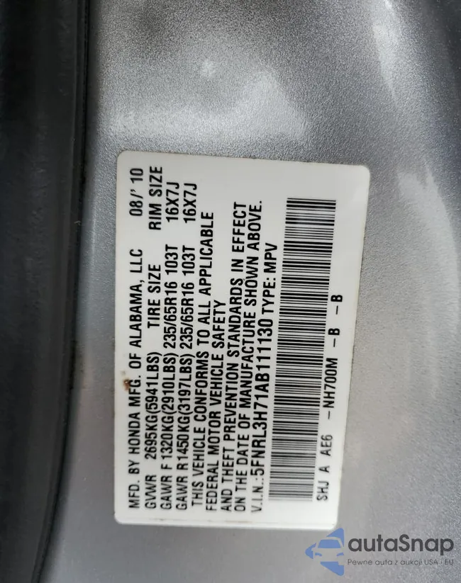 5FNRL3H71AB111130: 50186864