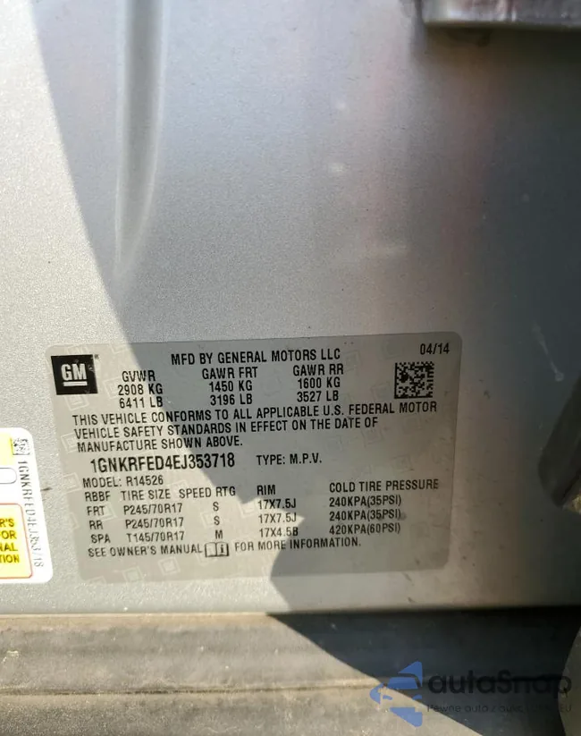 1GNKRFED4EJ353718: 52372515