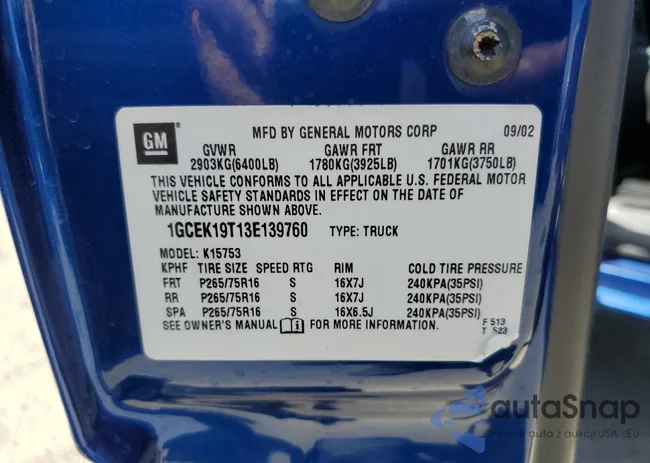 1GCEK19T13E139760: 54106605