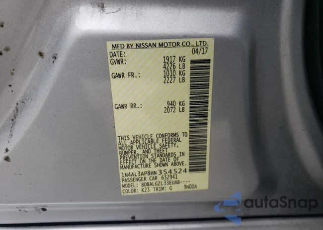 1N4AL3AP8HN354524: 53624445