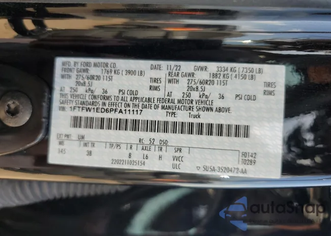 1FTFW1ED6PFA11117: 55315165