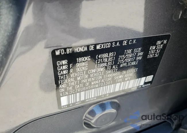 3CZRU6H58HM703301: 54325745