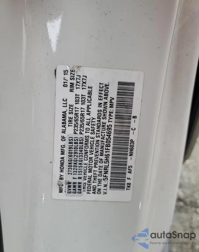 5FNRL5H61FB054695: 51643885