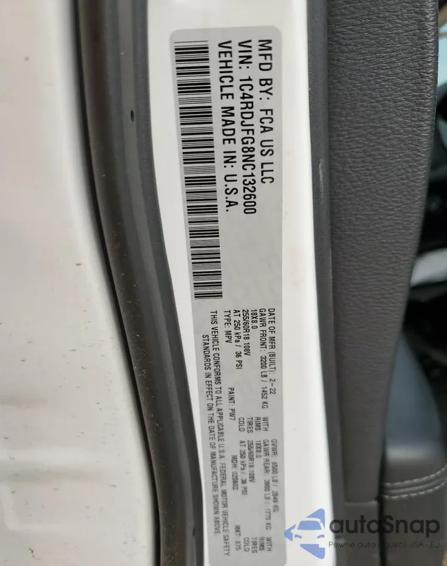 1C4RDJFG8NC132600: 53760455