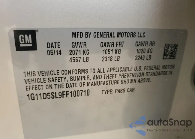 1G11D5SL9FF100710: 92994585