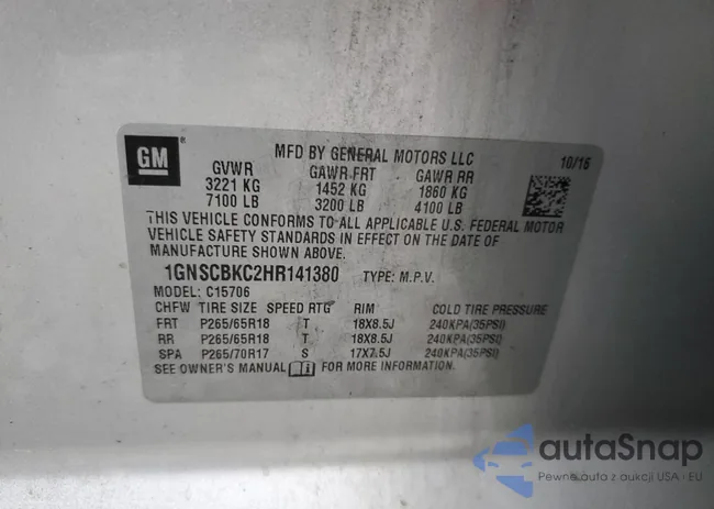 1GNSCBKC2HR141380: 52125045