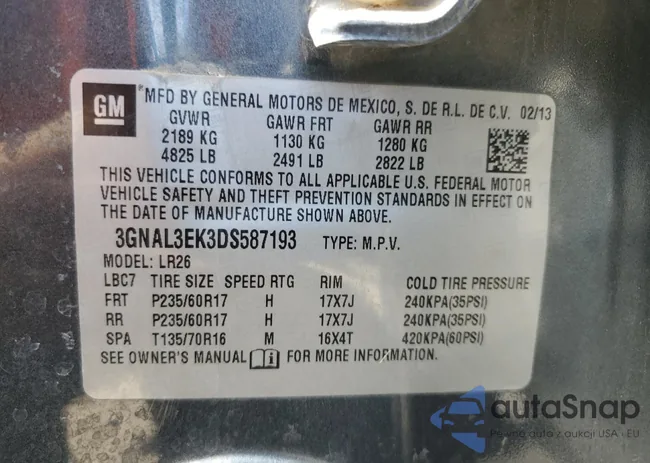 3GNAL3EK3DS587193: 52634485