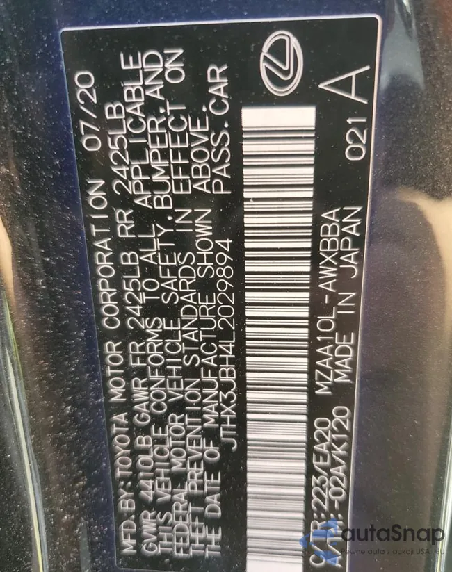 JTHX3JBH4L2029894: 53101095