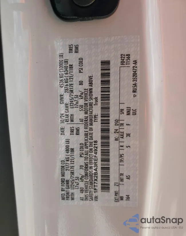 1FT7X2BA3REF49218: 54382235