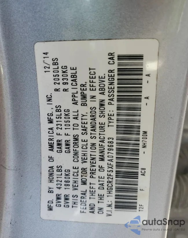 1HGCR2F5XFA079683: 50922665