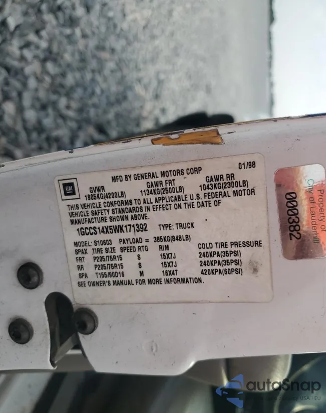 1GCCS14X5WK171392: 53386355