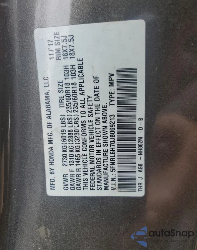 5FNRL6H70JB069213: 54420075