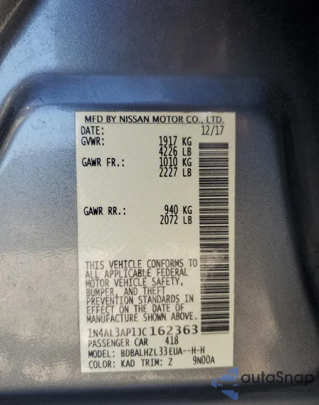 1N4AL3AP1JC162363: 52877255